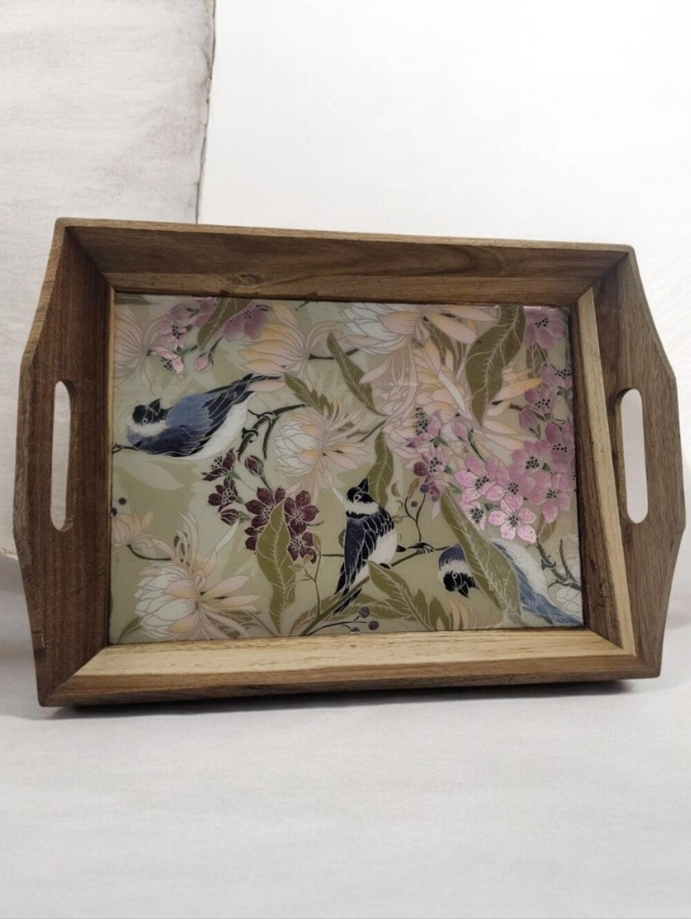 Floral & Bird Wooden Serving Tray
